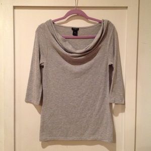 Ann Taylor grey cowl neck dress shirt